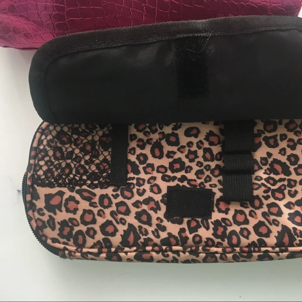 Two Pencil Cases: Cheetah Print and Hot Pink Cases